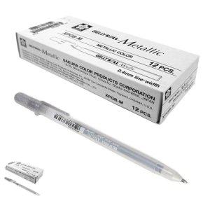 각인 고급볼펜 선물 필기구 판촉물 젤리롤펜 겔리롤펜 메탈릭 0.8mm 실버 12개입