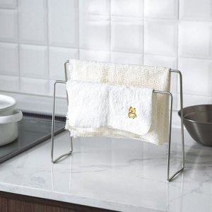 스테인리스 주방 수납 행주걸이 2단 수세미 및 고무장갑 보관대