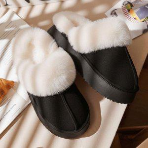 남성 둥근코 캐주얼 기모 퍼슬리퍼 1P 겨울 실내화