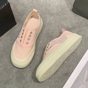 캐주얼룩 우먼 슬립형 러닝화베이직라인 스탠다드 내추럴 캐주얼슈즈 여성용 패션슈즈