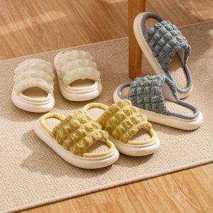 클래식 사계절착용 리넨원단 인도어슈즈 홈슬리퍼 층간이슈가정용 오피스 학원 안정감 거실실 남성용