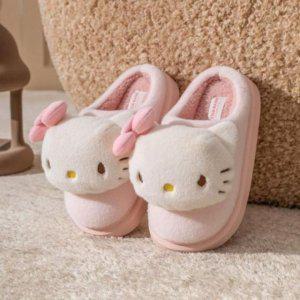 우먼 한겨울 헬로키티빅 베이직 인형 퍼소재 샌들 쿠션감 룸슈즈