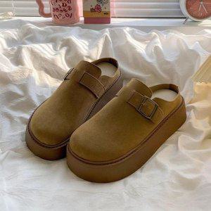 여성용투컬러 타임리스 버클고정 스웨이드텍스처 클래식 이지슈즈