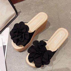 여자프리미엄라인 미감 통굽힐 모던 이지슈즈 근무공간 스쿨 꽃슬리퍼 키높이쪼리 여성키 웨지힐 부드러움