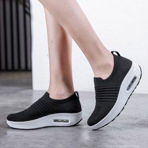 레이디 줄무늬 에어솔 시그니처밴딩슈즈 니트원단 트래블슈즈 로우탑