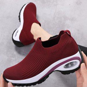 여자 줄무늬 에어폼밴딩슈즈 니트소재 초경량구조 시그니처 로우탑