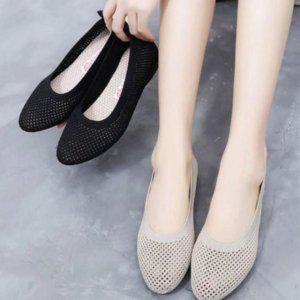 우먼 라이트웨이트 플랫형 데일리룩패션슈즈 메쉬원단 펀칭 그물 캐주얼화 근무화
