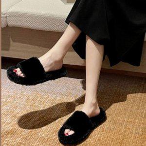 여자 퍼안감 밍크텍스처 슬리퍼 동계용 실내화 겨울슬리퍼 쿼드컬러 스테디 윈터오피스 퍼안감