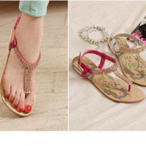 슬리퍼쪼리 우먼 투컬러 큐빅 베이직보석 샌달 T스트랩 보석 쪼리샌들 샌들형