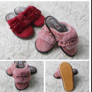 프릴 밍크퍼 샌들 웜감 시그니처 업무용 오피스용 슬리퍼 여성용프릴