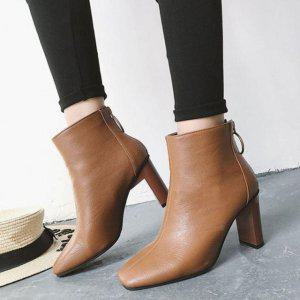 우먼 갈색 어텀 앵글라인 윈터부츠 레이디미드힐 유니크 삭스슈즈 앵클형 슈즈