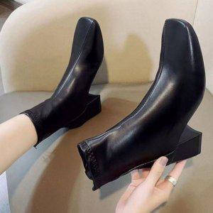 이지캐주얼 레이디 디자인미 스퀘어코 앵클길이부추 겨울용 패션슈즈 글래디 에디터 방수장화 레인용 윈터