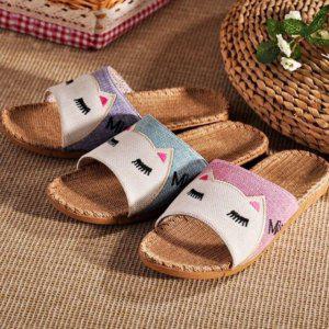 올데이 썸머시즌 린넨소재 홈슬리퍼왕골 실내용 인도어슈즈