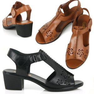 브랜드 발이편한 자연가죽 5cm 우먼통굽힐 웨지샌들 경량설계 클래식 여성샌들 8102