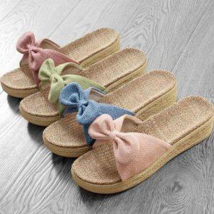 생활소음 통기성좋은 린넨리본 왕골슬리퍼 홈슈즈 단체슬리퍼펜션슬리퍼 충격흡수 펜션 실내화 데일리
