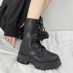 오버아웃솔 트렌디 미들워커 레이스업워커 높이보강어글리부츠