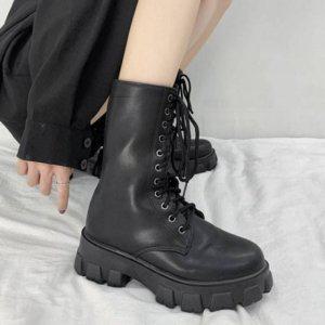 시그니처 오버아웃솔 미들워커레이스업워커 높이보강 어글리부츠