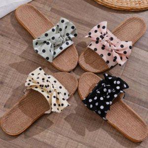 소음완화 통기성좋은 도트리본 왕골슬리퍼 실내용신발 단체슬리퍼 펜션슬리퍼 방수성 펜션단체 시그니처 학