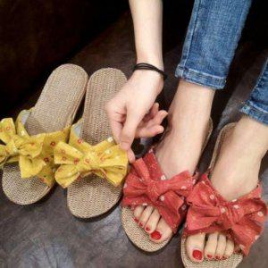 주거소음 베이직 통기성좋은빅리본플라워 왕골슬리퍼 홈슈즈 단체슬리퍼 펜션슬리퍼 샌들 학교용 완충력