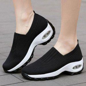 우먼 모던 니트구조 공기쿠션 이지슈즈 스트릿슈즈캐주얼화 플랫슈즈