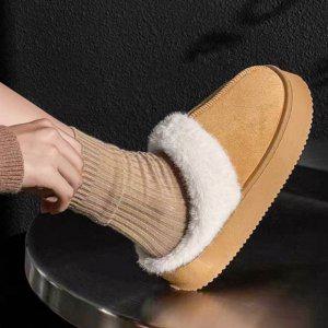 베이직 통굽털슬리퍼 윈터 방한기능 여성용 퍼소재 근무공간키높이슬리퍼