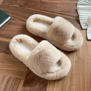 우먼 일자데일리룩 데일리캐주얼 룸슈즈 퍼 실내화 모던 A715