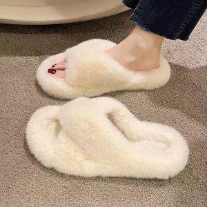 우먼 7컬러 겨울용 유니크 꼬임장식 크로스디자인퍼홈슬리퍼 슬리퍼 A615