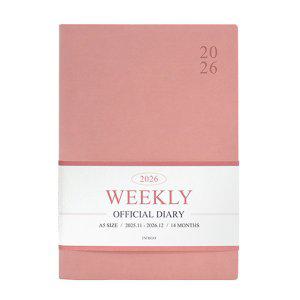 인디고 다이어리 2026 오피셜 A5 위클리 스케줄러 (날짜형 25절 주간) 업무용 (핑크무스)
