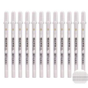 사무용필기구 노트필기 디자인펜 문구세트중성펜 겔리롤 화이트 젤펜 0.5mm 12개입