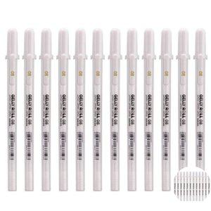 사무용필기구 노트필기 디자인펜 문구세트중성펜 겔리롤 화이트 젤펜 0.8mm 12개입