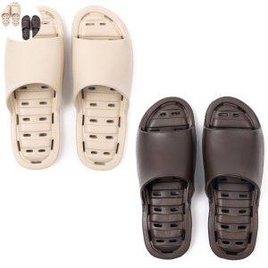 사무실슬리퍼 여름 건강 거실화 네이처 미끄럼방지 슬리퍼 2켤레 베이지 브라운 거실