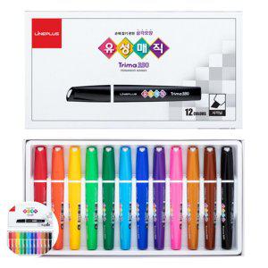 네임펜 사각 유용한 다용도 꾸미기 사이펜 두꺼운 트리마 330 유성매직 12색 세트 사각닙