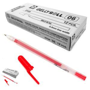 각인 고급볼펜 선물 필기구 판촉물 젤리롤펜 겔리롤펜 파인 0.6mm 레드 12개입