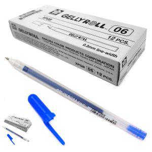 각인 고급볼펜 선물 필기구 판촉물 젤리롤펜 겔리롤펜 파인 0.6mm 블루 12개입