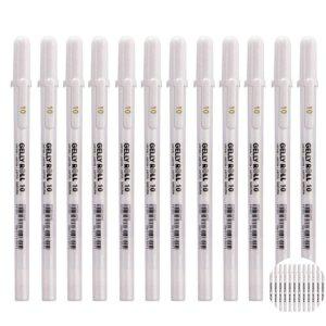 사무용필기구 노트필기 디자인펜 문구세트 중성펜 겔리롤 화이트 젤펜 1.0mm 12개입