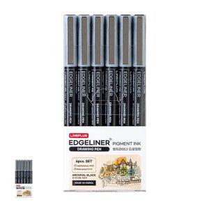 프러스펜 컬러 유성 수성 가는 굵은 트윈 양면 사인펜 엣지라이너 드로잉펜 6조세트