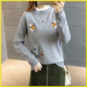 바비올라 꿀벌이중넥 꿀벌 이중 스웨터 vavi