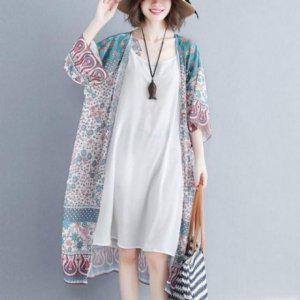 여성 롱가디건 쉬폰 모던 넉넉한핏 롱니트아우터