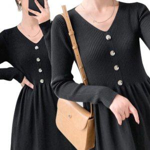 검은색원피스 오피스원피스 여성니트원피스 미디니