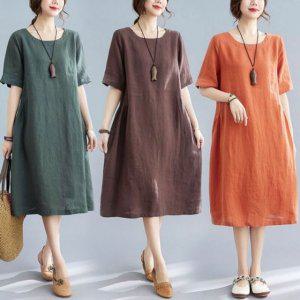 6303린넨 CESS 반팔원피스 3색상 박시핏
