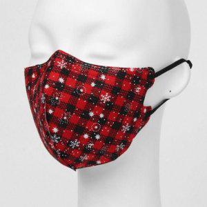 보온 천 패션 입체 체크 눈꽃 면 마스크 겨울