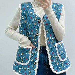 조끼 오리털토끼 할머니옷 보온 할머니 할머니패