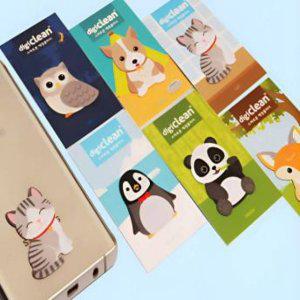 안경 6개 캐릭터 set 닦이 스티커 액정닦이