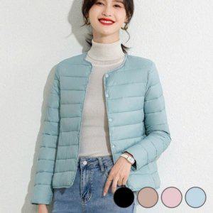 숏경량패딩 여성패딩 여성 브이넥 경량 경량패딩