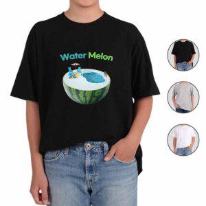 반팔티셔츠 수영장에서 수박을 푸짐하게 그림 다양한색상 전사이즈