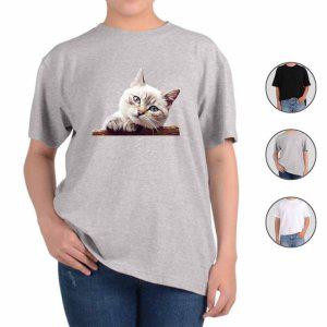 반팔티셔츠 반려동물 고양이 실물사진 실사 A4번 그림 다양한색상 전사이즈