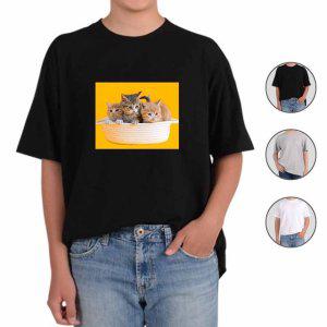 반팔티셔츠 반려동물 고양이 실물사진 실사 A5번 그림 다양한색상 전사이즈