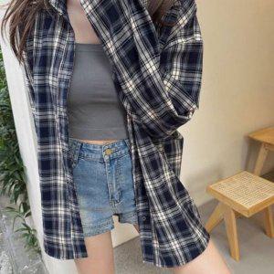 오버핏남방 체크남방 체크자켓 봄체크셔츠 LM-