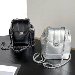 레더 여성가방 실버 체인 미니백팩 레더가방 백