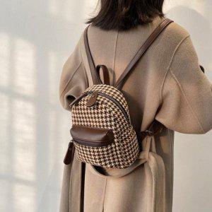 가죽백팩 체크가방 미니 하운드체크 백팩 미니백